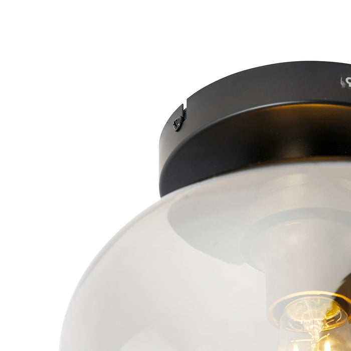 QAZQA Smart plafondlamp zwart met goud en smoke glas incl. Wifi A60 -