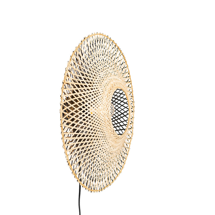 QAZQA Smart wandlamp bamboe 50 cm met stekker incl. Wifi A60 - Rina