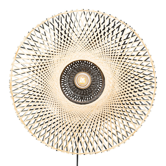 QAZQA Smart wandlamp bamboe 50 cm met stekker incl. Wifi A60 - Rina