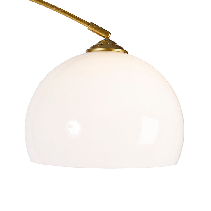 QAZQA Smart booglamp messing met witte kap incl. Wifi A60 - Arc Basic