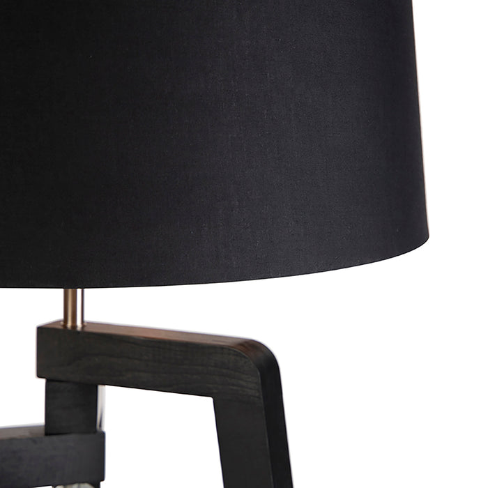 QAZQA Smart vloerlamp met kap zwart met goud 50 cm incl. Wifi A60 -