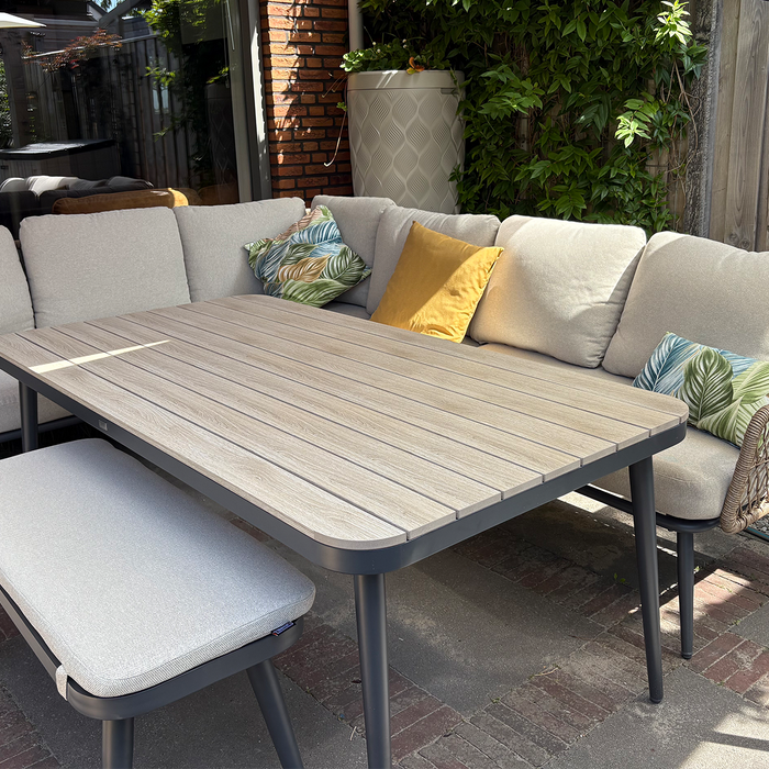 GI Allasio lounge-dining hoekset (6-delig) - Carbon black|Zand