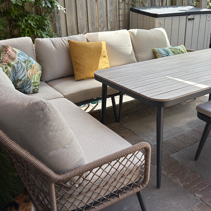 GI Allasio lounge-dining hoekset (6-delig) - Carbon black|Zand