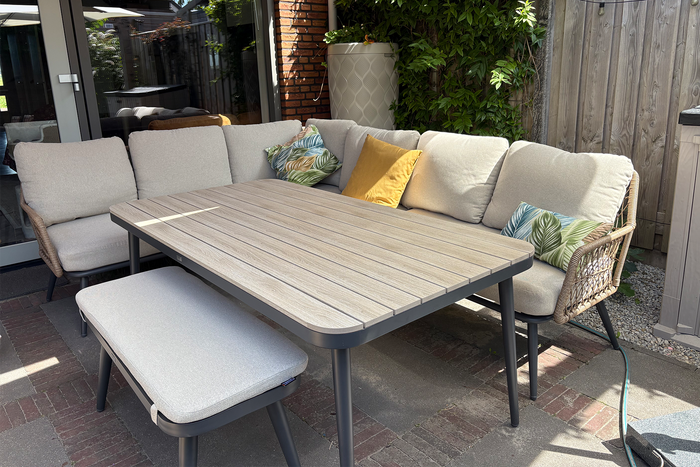 GI Allasio lounge-dining hoekset (5-delig) - Carbon black|Zand