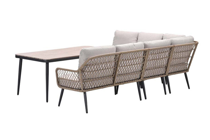 GI Allasio lounge-dining hoekset (5-delig) - Carbon black|Zand