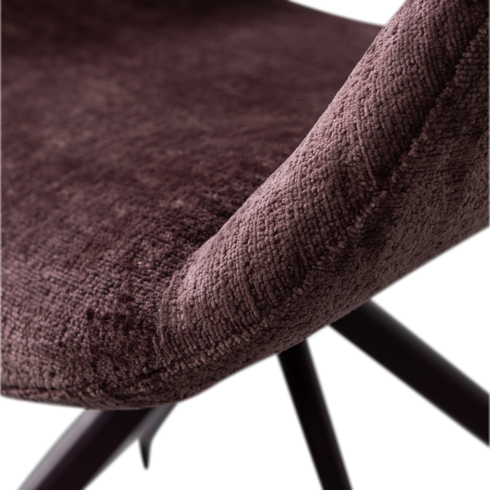 WOOOD Eliva Eetkamerstoel - Structure Velvet - Paars - Set van 2