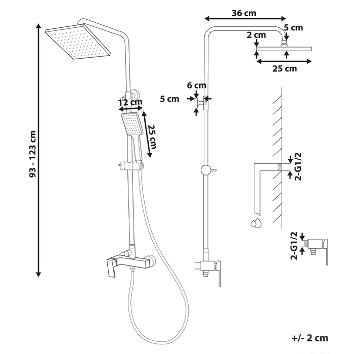 Beliani-CATAGENA-Douchemengkraan set met regendouche-Zilver-Messing