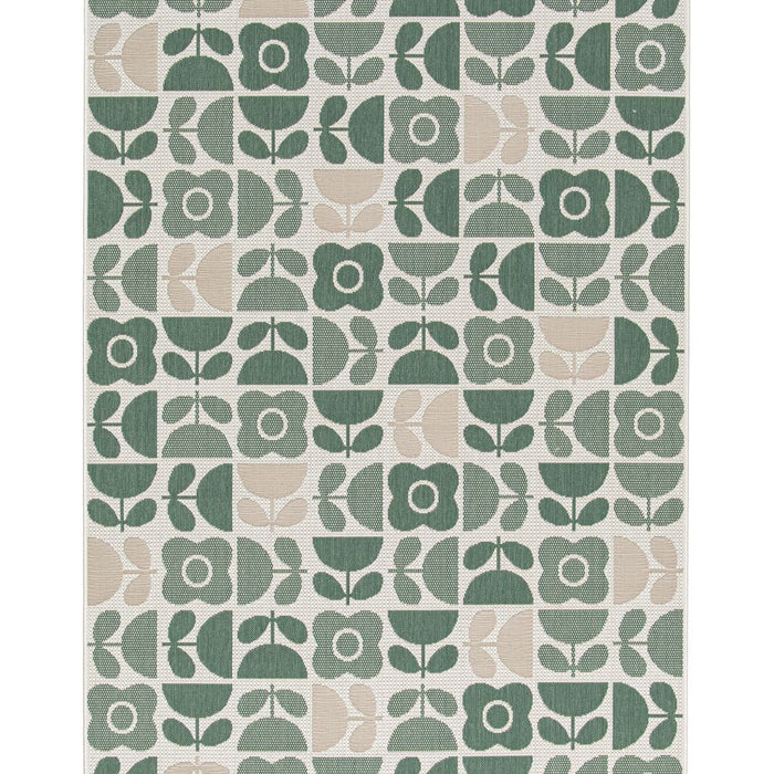Boho&me Buitenkleed bloemen - Verdance Bloom groen - 200x290 cm