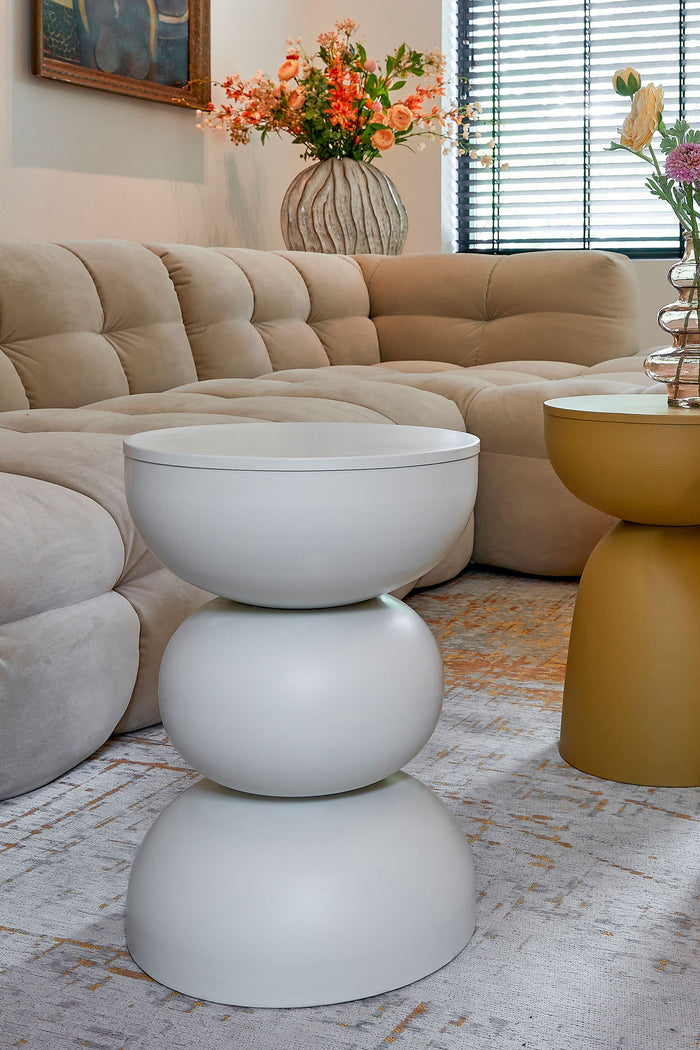 Mica Decorations Luna Bijzettafel - H46 x Ø32 cm - IJzer - Off-white