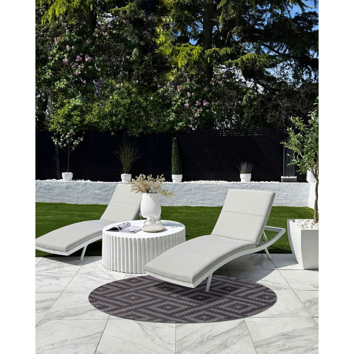 Beliani-AJMER-Outdoor vloerkleed-Grijs|Zwart-120 cm-Polypropyleen