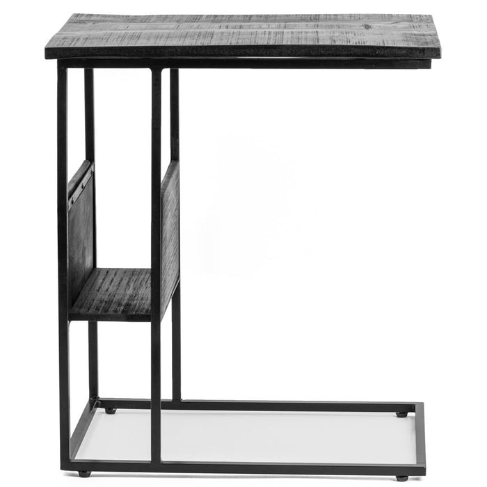Vtw Living - Bijzettafel Mangohout Zwart - Industrieel - 48x32x55 cm