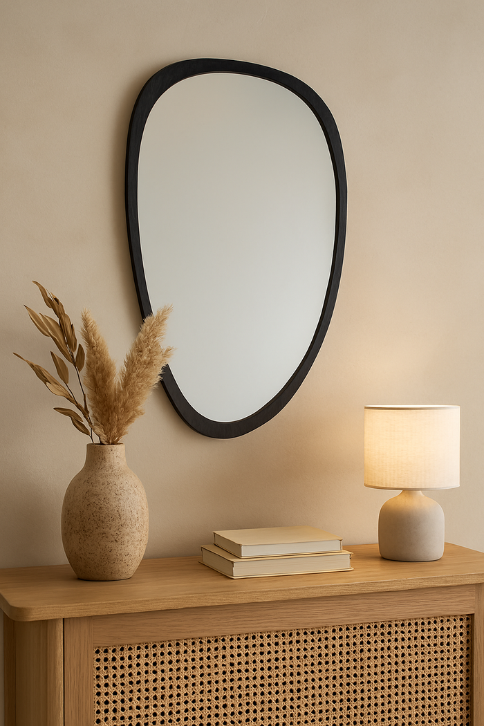 Vtw Living - Organische Spiegel Asymmetrisch van Hout - Zwart - 120 cm