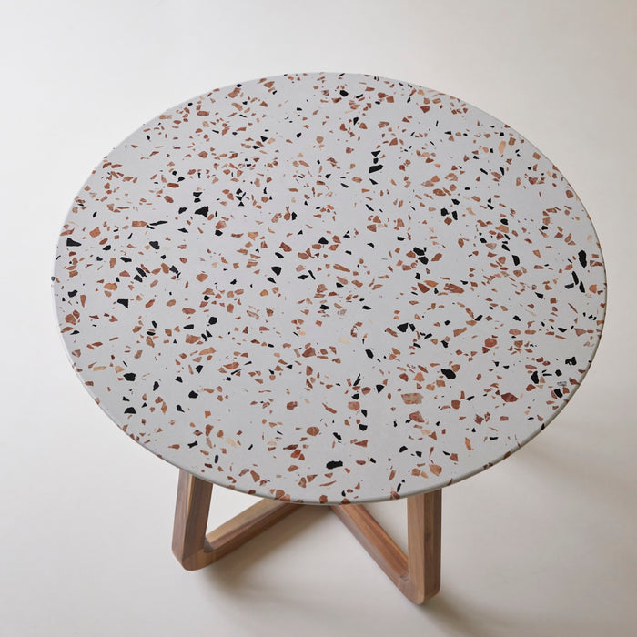 Tikamoon - Ronde tafel van premium terrazzo en massief acaciahout 90 …