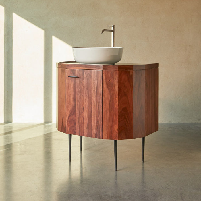 Tikamoon - Wastafelkast van massief palissanderhout en marmer 80 cm J…