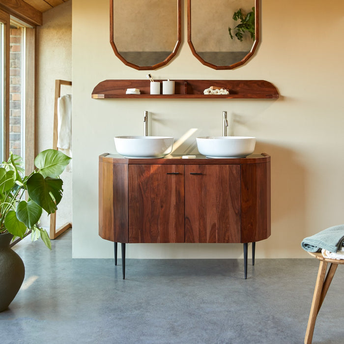 Tikamoon - Wastafelkast van massief palissanderhout en marmer 120 cm …