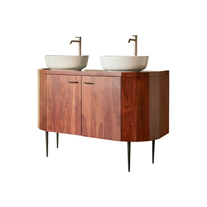 Tikamoon - Wastafelkast van massief palissanderhout en marmer 120 cm …