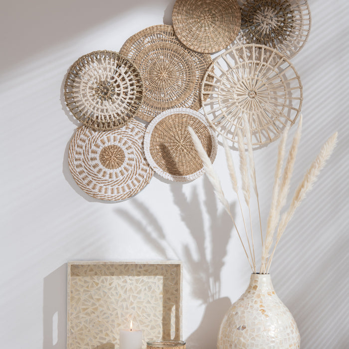 J-Line wanddecoratie Cirkels - jute - naturel