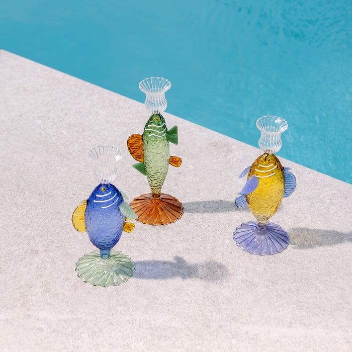 &k amsterdam Fish Kandelaar - Blauw