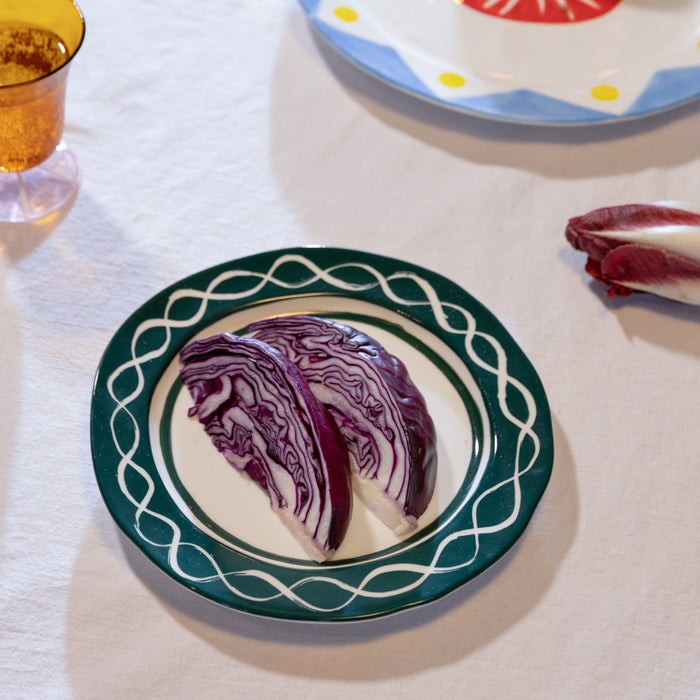 &k amsterdam Festivo Bord Ø 22,5 cm - Groen - Set van 2