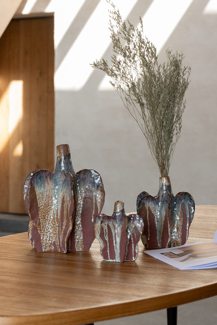 J-Line vaas Naga - keramiek - roest|bruin - small - Ø 12.5 c