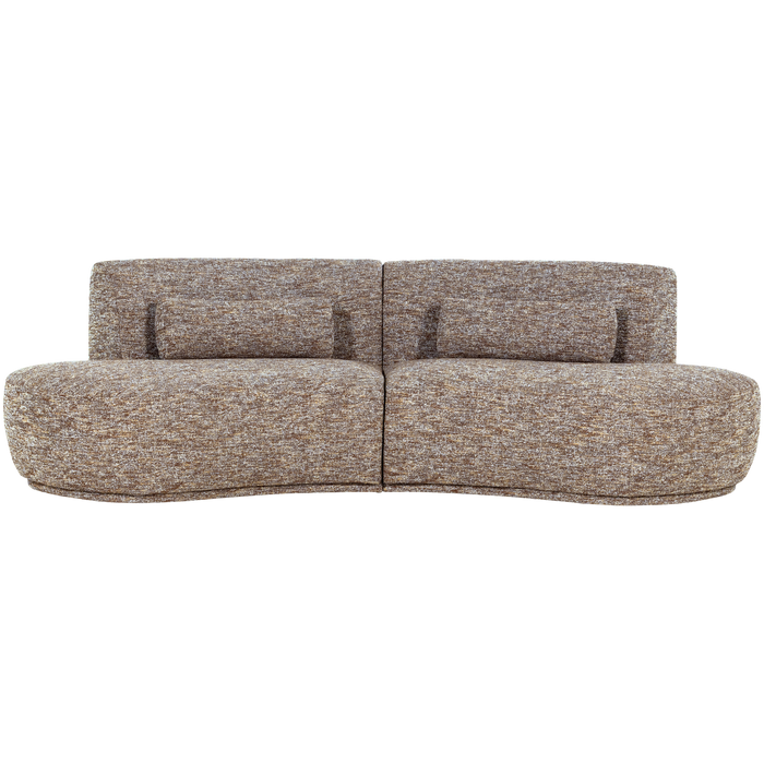 WOOOD Batavier Half Ronde Bank 4-Zits - Polyester - Lichtbruin