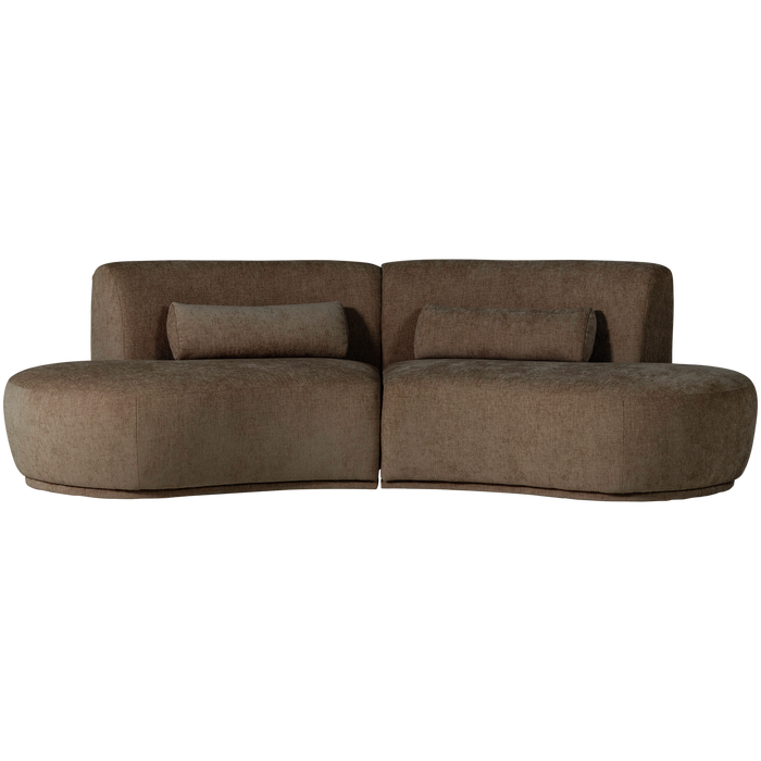 WOOOD Batavier Half Ronde Bank 4-Zits - Polyester - Velvet Bruin