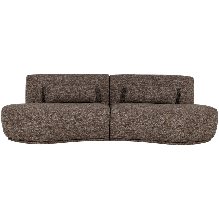 WOOOD Batavier Half Ronde Bank 4-Zits - Polyester - Bruin Melange