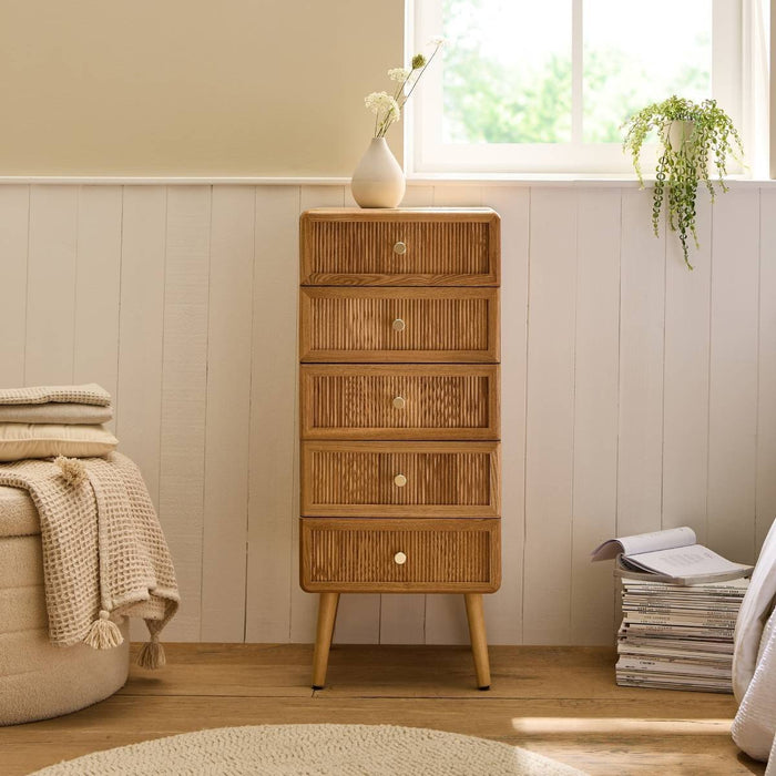 Calicosy - Hoog ladekast 5 laden AVA - H100 cm - Lamellen