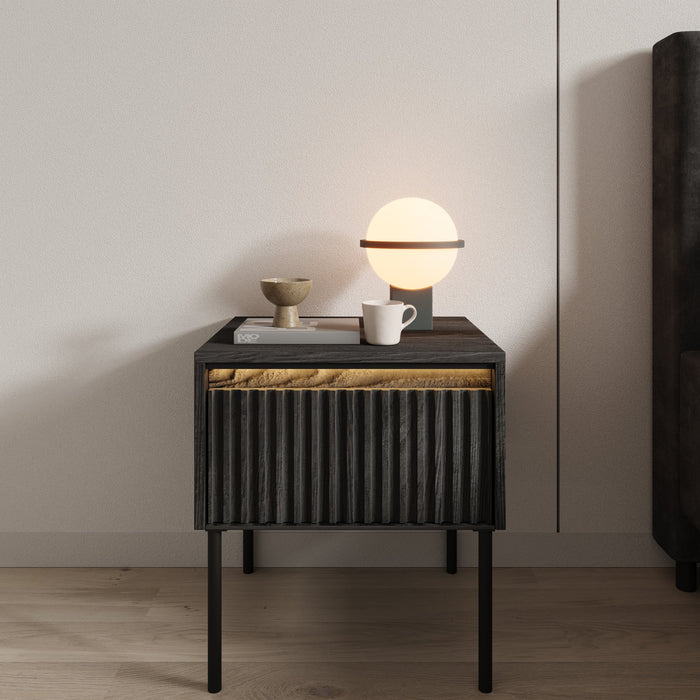 Meubella - Nachtkastje Timoteo - Mat zwart - 46 cm