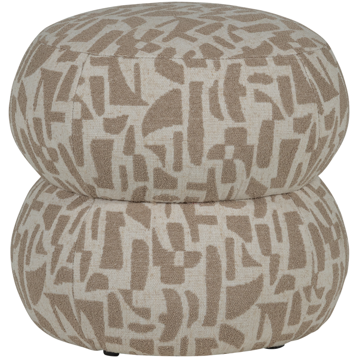 WOOOD Anic Poef - Polyester - Grafisch Patroon - Zand - 40x43x43