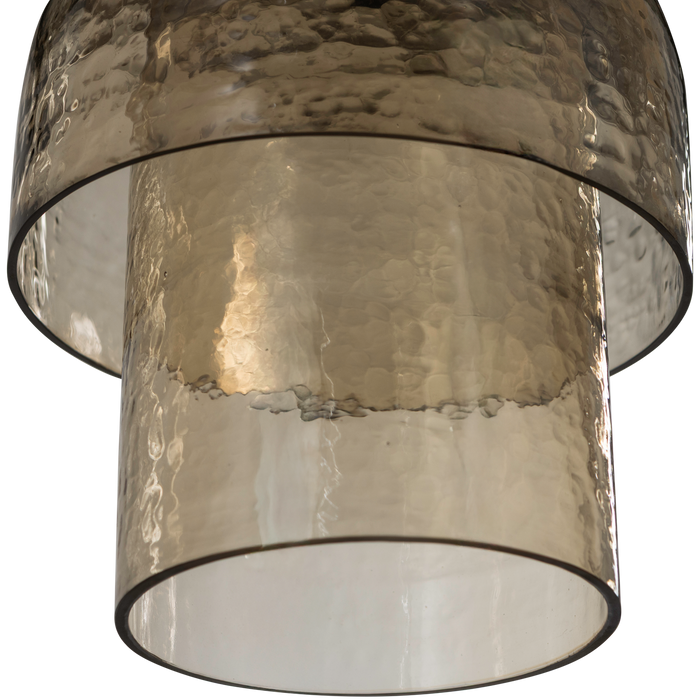 WOOOD Gigi Hanglamp Dubbele Kap - Gehamerd Glas - Naturel - 31x22x22