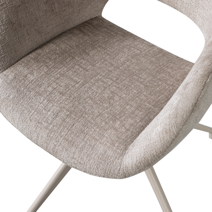 WOOOD Eliva Eetkamerstoel - Structure Zand - Paars - Set van 2