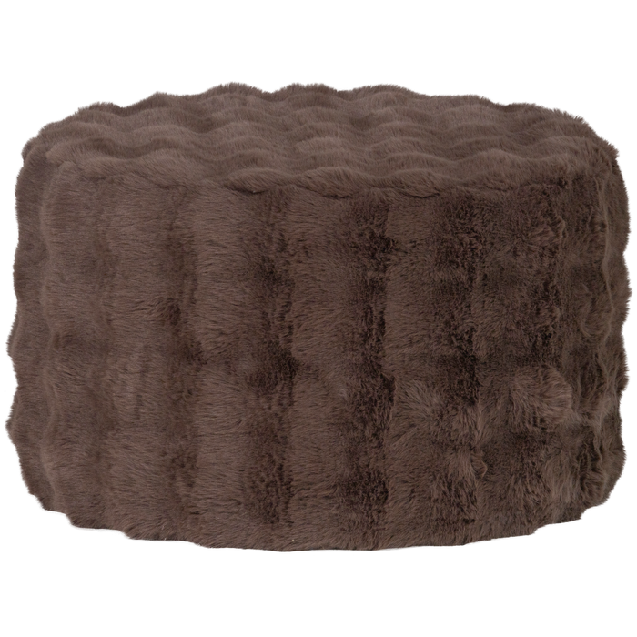 WOOOD Olven Poef Laag - Fluffy Stof - Bruin - 36x60x60