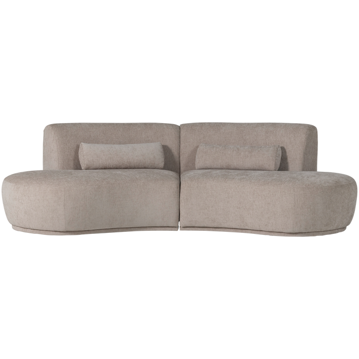 WOOOD Batavier Half Ronde Bank 4-Zits - Polyester - Velvet Zand