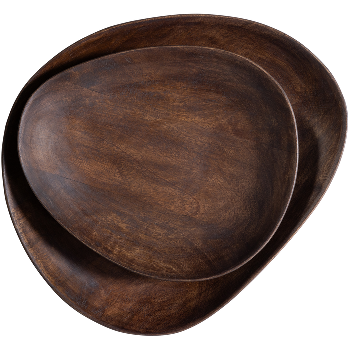 WOOOD Sevran Dienblad - Mango Hout - Donkerbruin - Set van 2