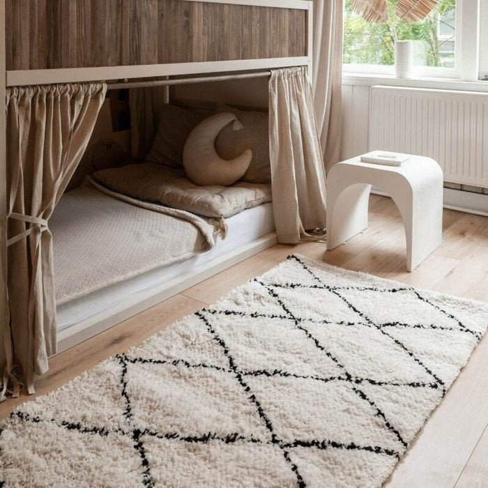 Interieur05 berber vloerkleed hoogpolig wit|zwart - scandinavisch -...