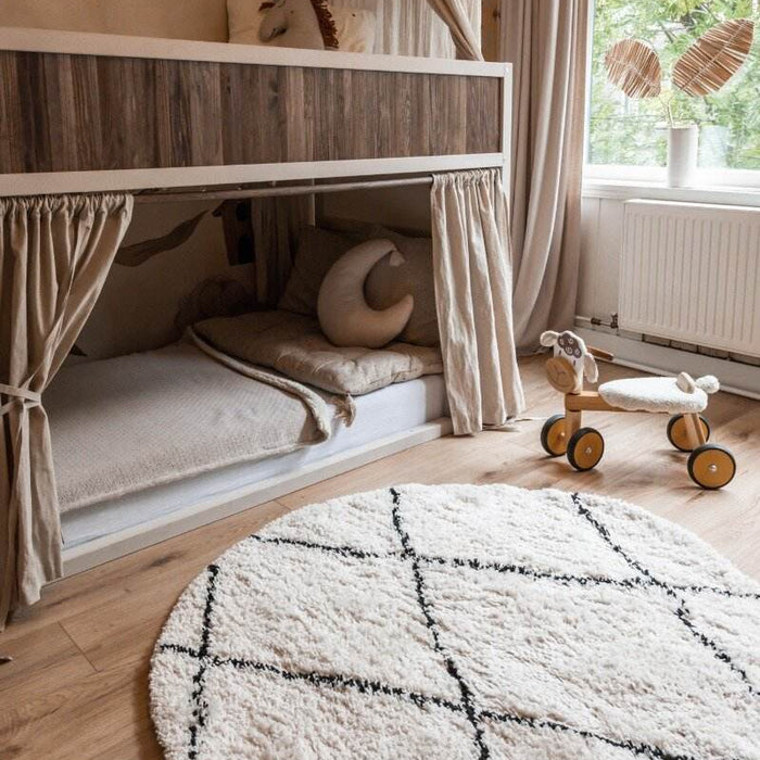 Interieur05 Berber Rond vloerkleed hoogpolig Wit|Zwart - scandinavi...