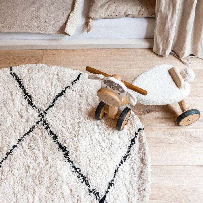 Interieur05 Berber Rond vloerkleed hoogpolig Wit|Zwart - scandinavi...