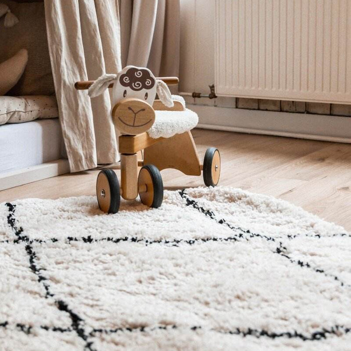 Interieur05 Berber Rond vloerkleed hoogpolig Wit|Zwart - scandinavi...