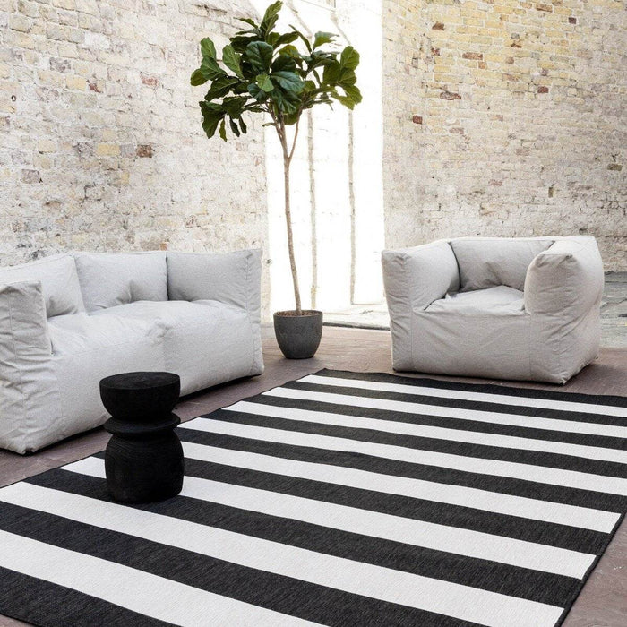 Eva Interior Buitenkleed Stripes zwart|wit dubbelzijdig - 240 x 340 cm