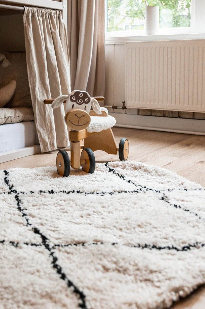 Interieur05 Berber Rond vloerkleed hoogpolig Wit|Zwart - scandinavi...