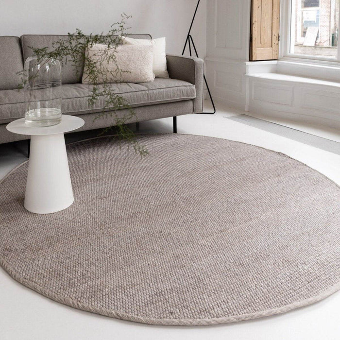 Interieur05 Rond Wollen Vloerkleed Grijs|Beige Vik - 240 x 240 cm