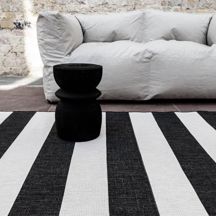 Eva Interior Buitenkleed Stripes zwart|wit dubbelzijdig - 160 x 230 cm