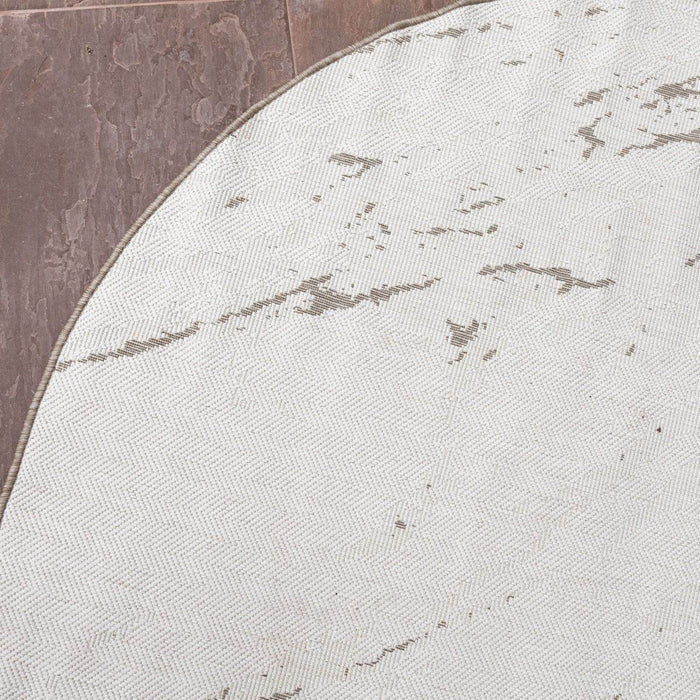 Interieur05 Rond Buitenkleed Marble - Naturel|wit - dubbelzijdig -...