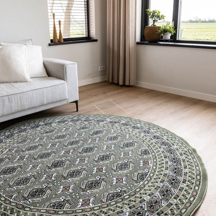Rond Vintage Vloerkleed Rond Marad Groen Interieur05 - 200 x 200 cm