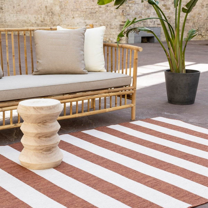 Eva Interior Buitenkleed Stripes roest|wit dubbelzijdig - 160 x 230 cm