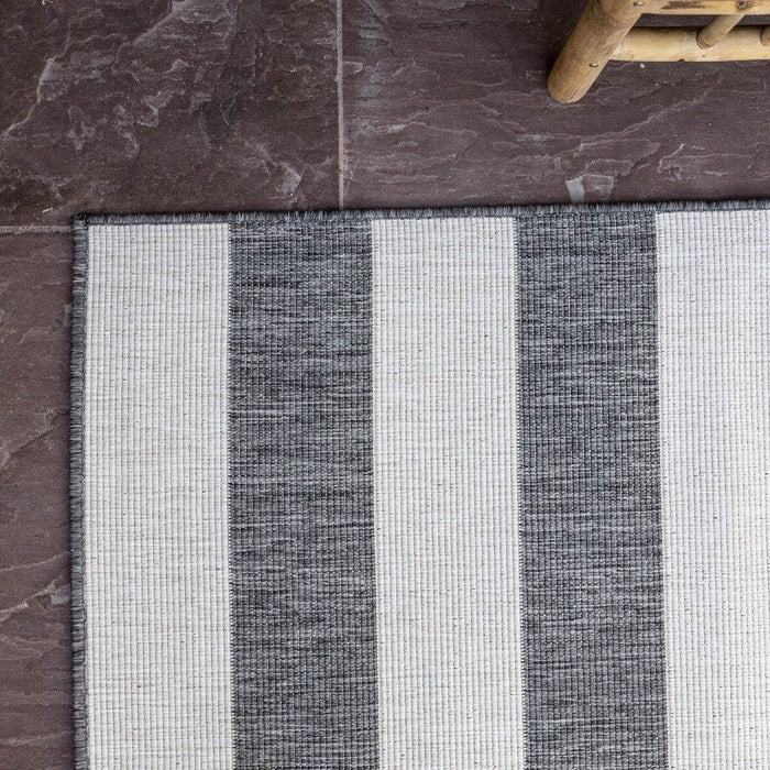 Eva Interior Buitenkleed Stripes Grijs|Wit dubbelzijdig - 200 x 290 cm