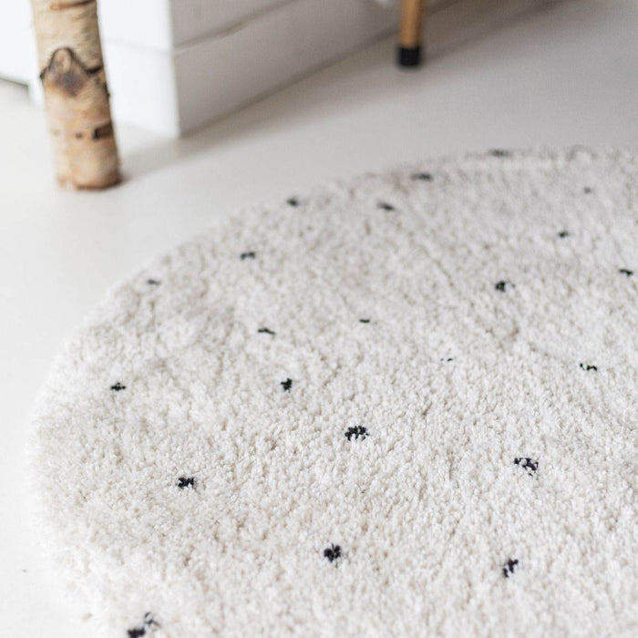 Interieur05 Rond Kindervloerkleed hoogpolig Cream|Zwart - Dots