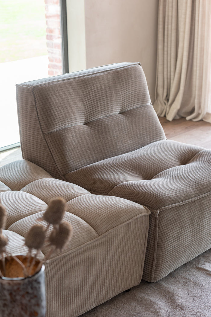 J-Line poef Grid - populierenhout|schuim - donker taupe