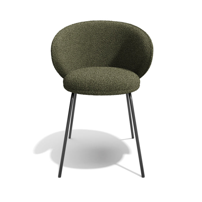 Set van 2 kaki bouclé stoelen met zwarte poten